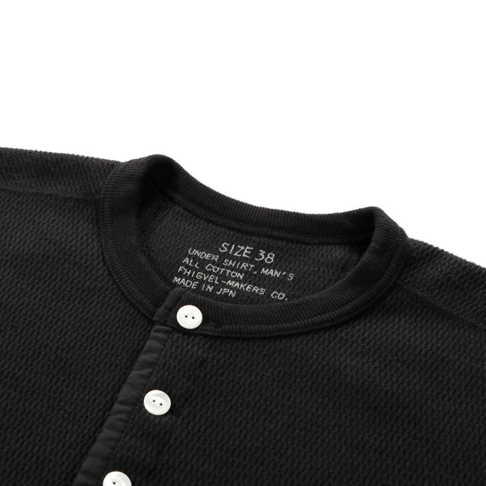 PHIGVEL MAKERS THERMAL HENLEY TOP INK BLACK