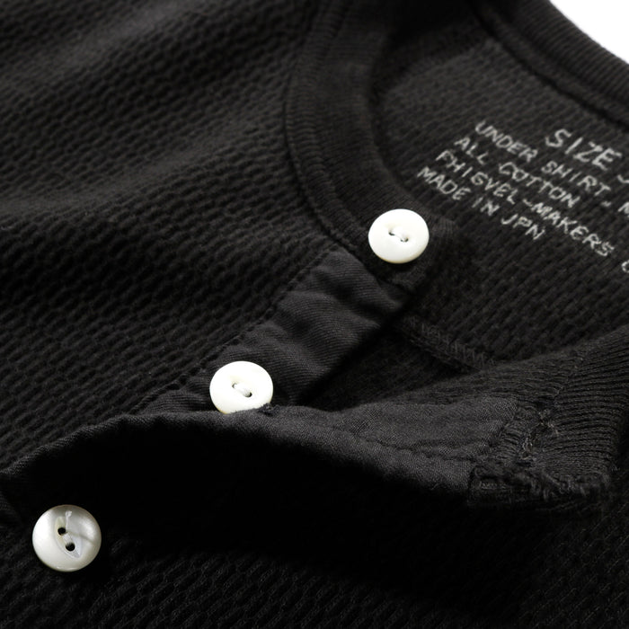 PHIGVEL MAKERS THERMAL HENLEY TOP INK BLACK