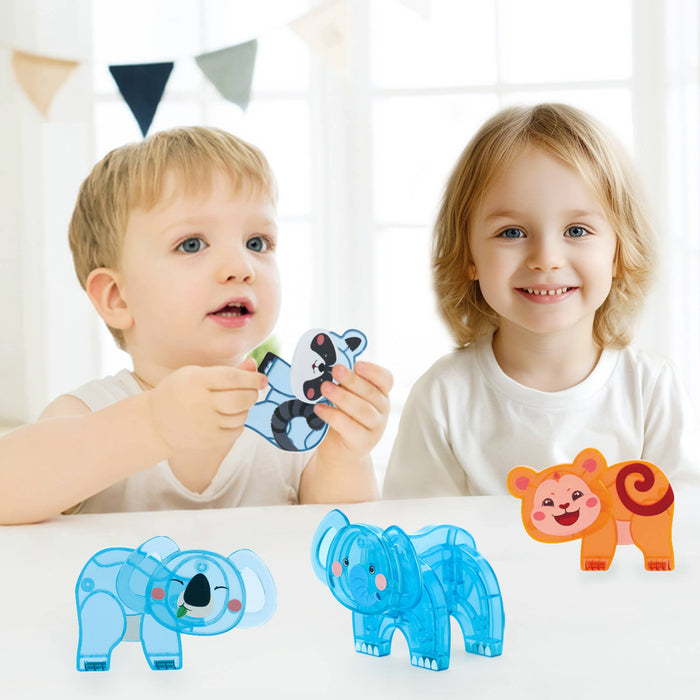 PicassoTiles: 4-Piece Animal Action Figure Set