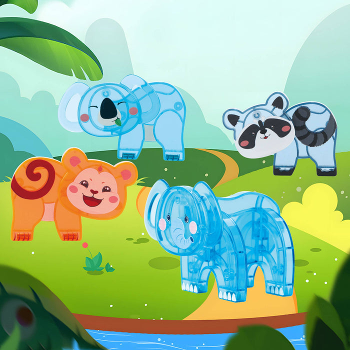 PicassoTiles: 4-Piece Animal Action Figure Set