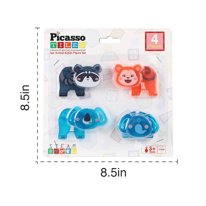 PicassoTiles: 4-Piece Animal Action Figure Set