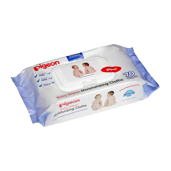 Pigeon Baby Wipes Moisturizing Cloths - 70 Sheets Cloth Baby Wipes