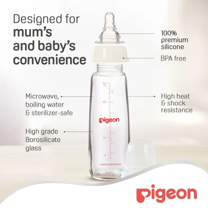 Pigeon Glass Feeding Bottle K-6 200ml - (00281), Standard Bottles