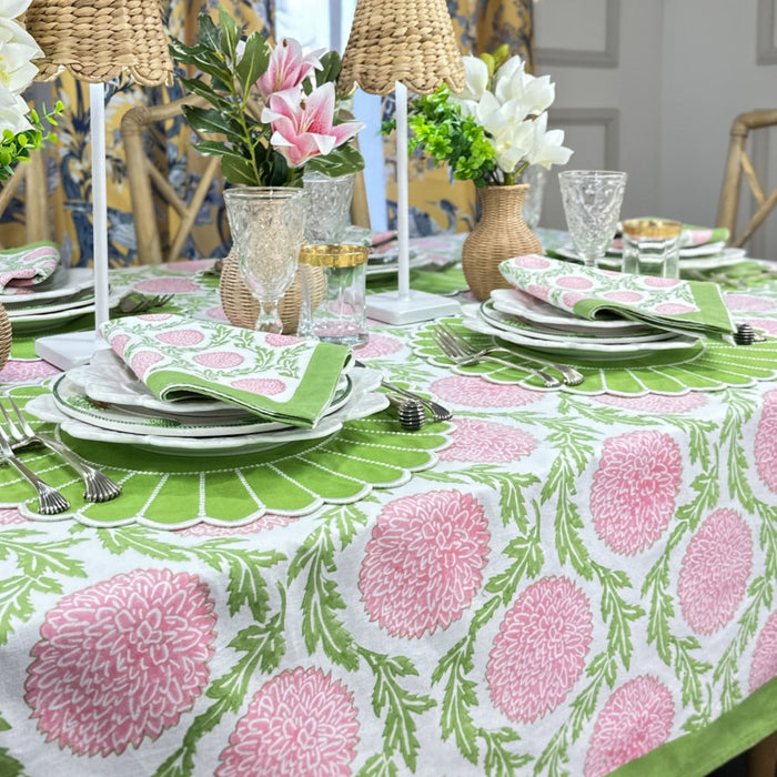 Pink and Green, Flowers & Vines - Tablecloth