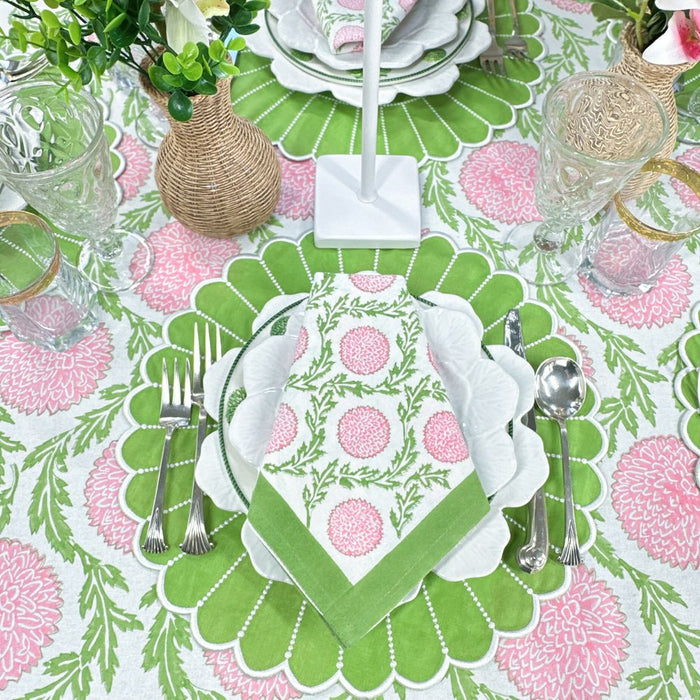Pink and Green, Flowers & Vines - Tablecloth