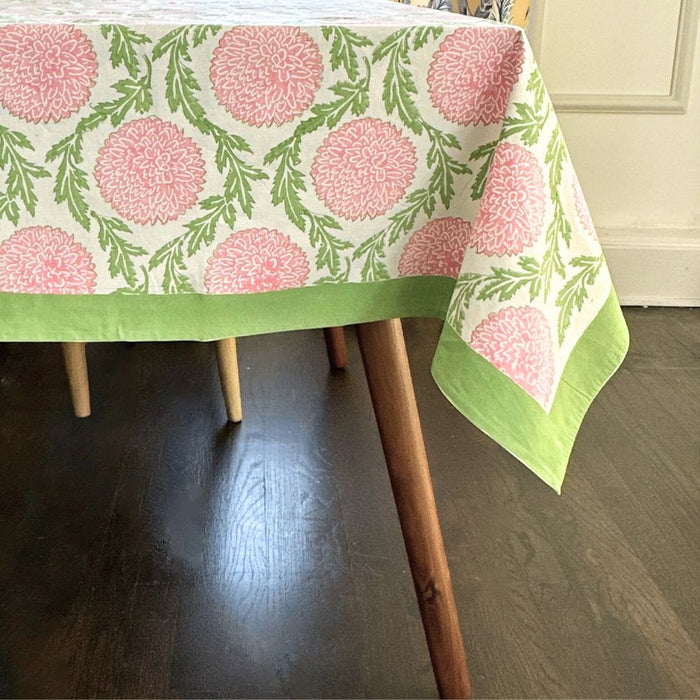 Pink and Green, Flowers & Vines - Tablecloth