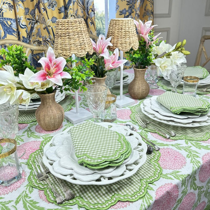 Pink and Green, Flowers & Vines - Tablecloth