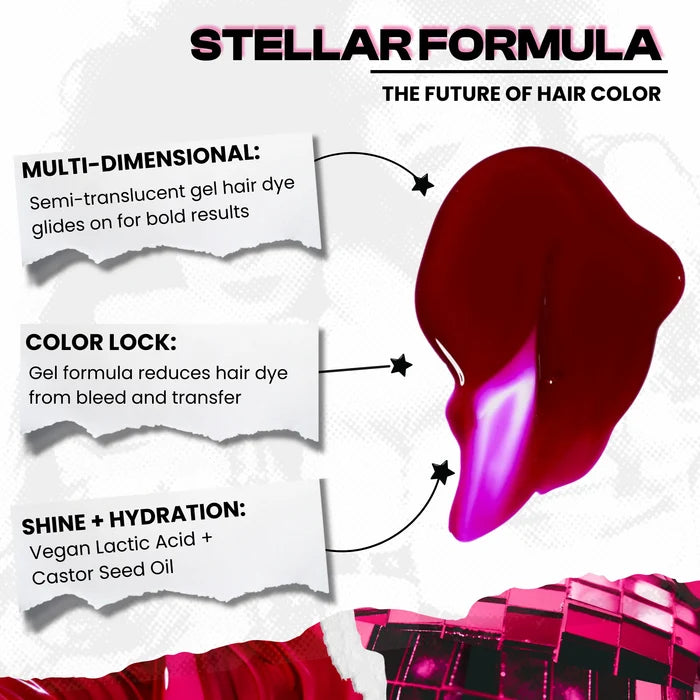 Manic Panic Inter-GEL-actic™ Hair Color Kit Pink Warrior gel hair dye swatch showing electric pink semi-permanent color formula texture