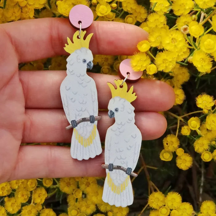 Pixie Nut & Co. White Cockatoo Earrings