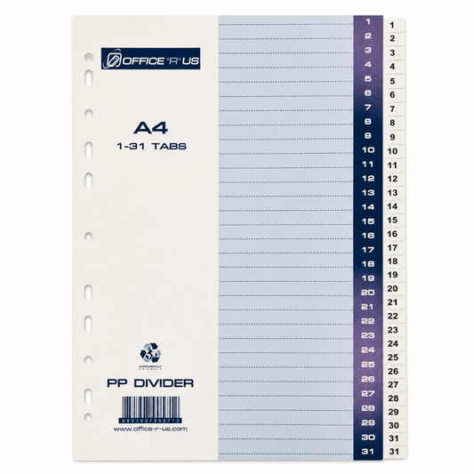 PP Divider 1-31 Tabs Grey A4 - Office R Us Lagos