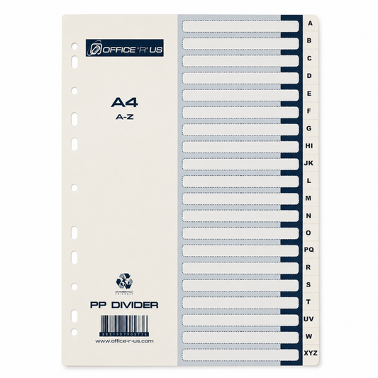 PP Divider A-Z Tabs Grey A4 - Office R Us Lagos