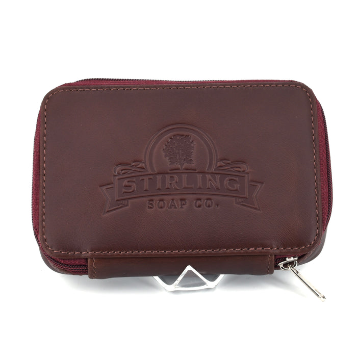 Premium Leather Razor/Blade Case - Burgundy