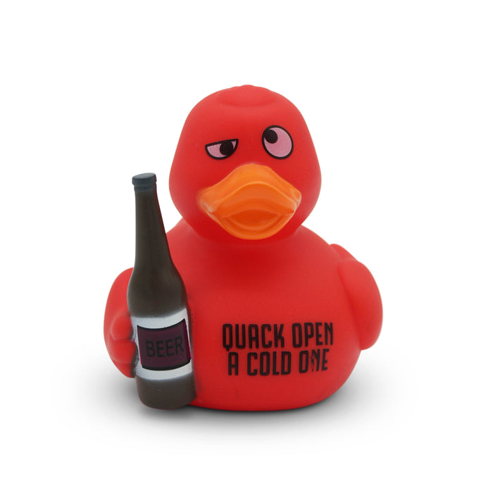 Quack Open a Cold One Rubber Duck