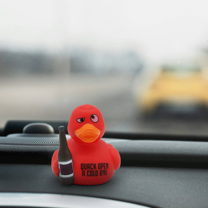 Quack Open a Cold One Rubber Duck