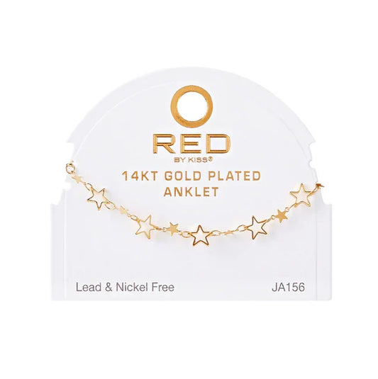 Red by Kiss 14kt Gold Plated Anklet Linked Star JA156