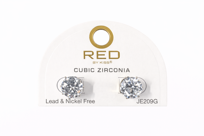 Red by Kiss Cubic Zirconia Earrings Round 11mm JE209G