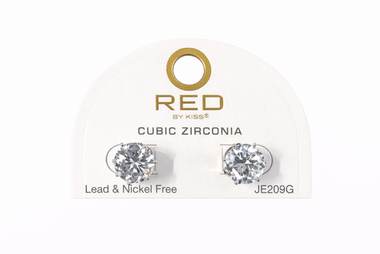Red by Kiss Cubic Zirconia Earrings Round 11mm JE209G