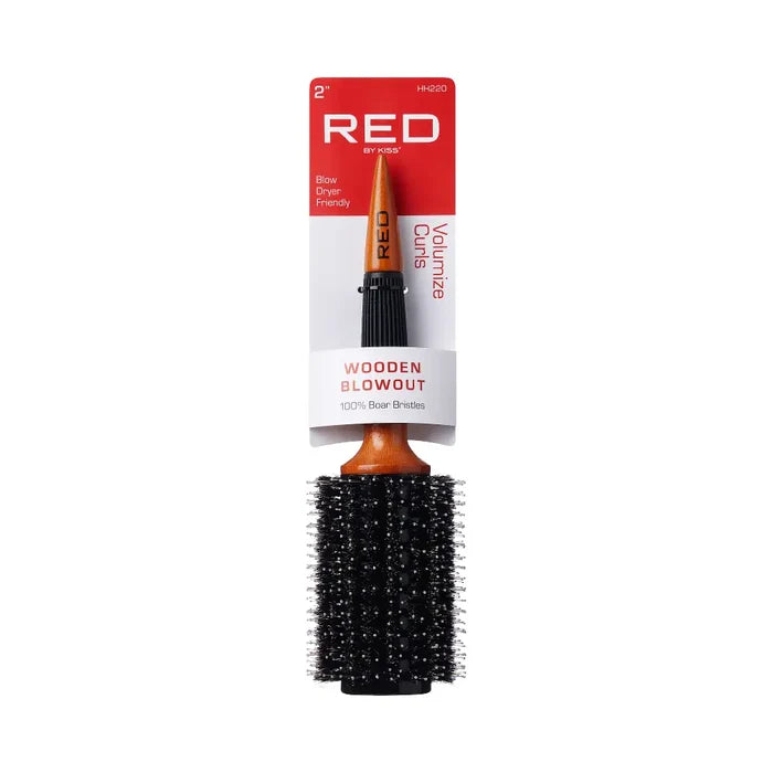 Red by Kiss Wooden Blowout Round Boar Brush 2in HH220