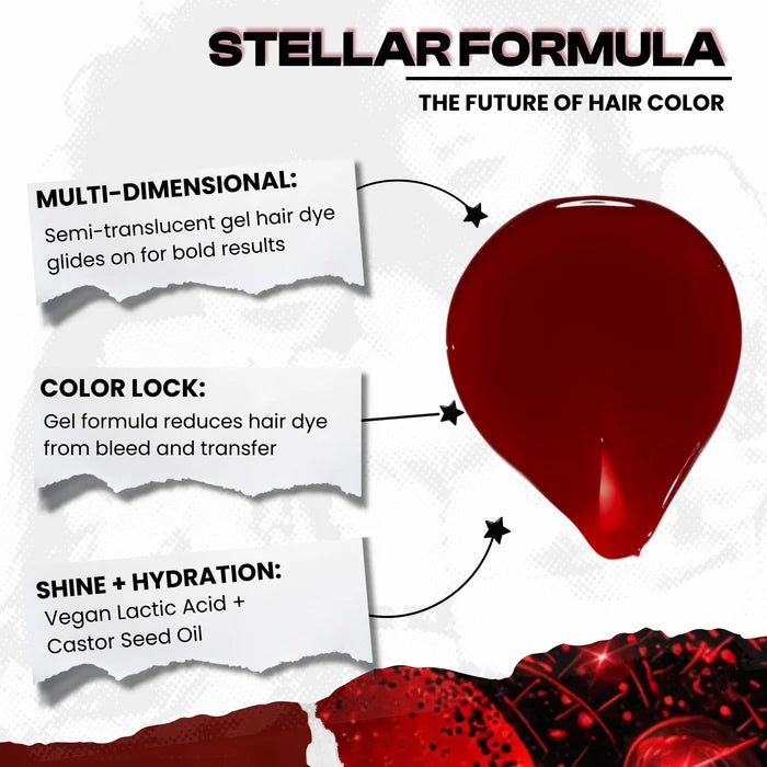 Manic Panic Inter-GEL-actic™ Hair Color Kit Red Velvet gel hair dye swatch showing true cherry red semi-permanent color formula texture