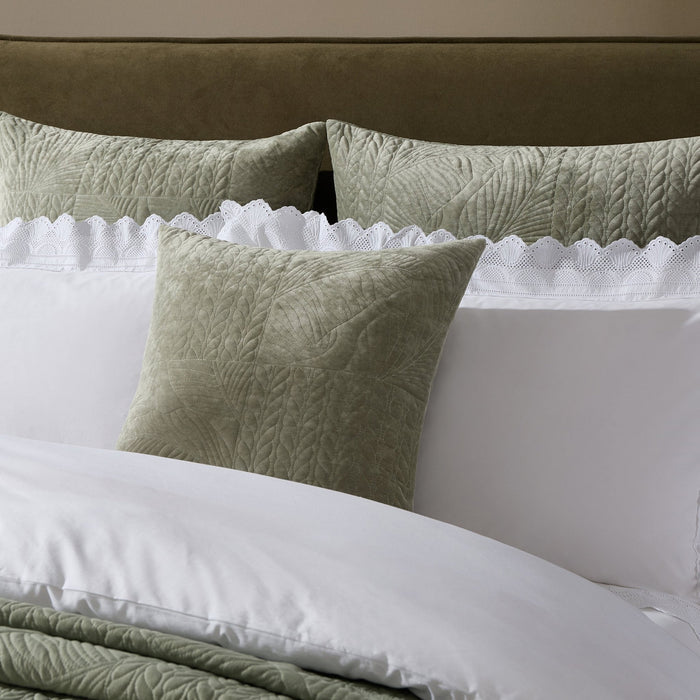 Rome Velvet Greek Matelasse Cushion Cover - Basil - DUSK