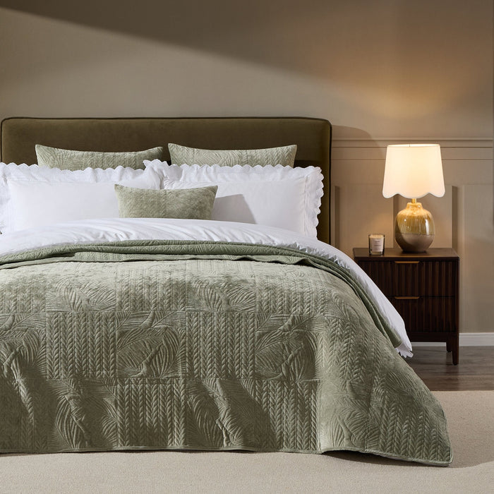 Rome Velvet Greek Matelasse Cushion Cover - Basil - DUSK
