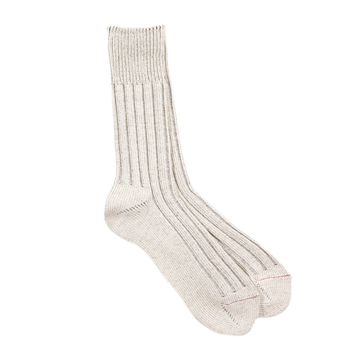 ROTOTO ORGANIC COTTON WIDE RIB SOCKS ECRU / BROWN