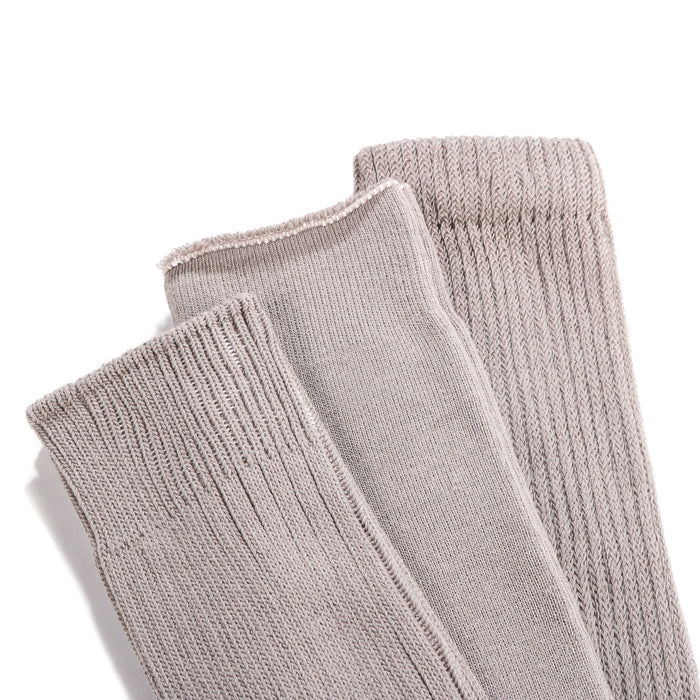 ROTOTO ORGANIC DAILY 3 PACK CREW SOCKS GRAYGE