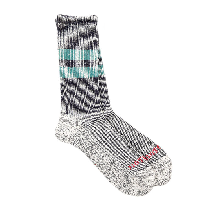 ROTOTO PILE STRIPE MARL SOCKS NAVY / SEA GREEN