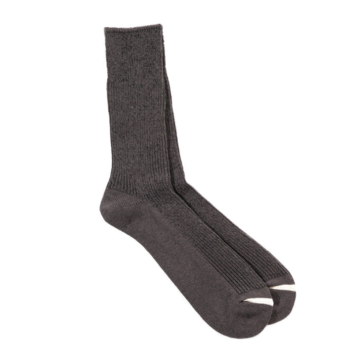 ROTOTO WASHI & ORGANIC COTTON RIB CREW SOCKS D.GRAY