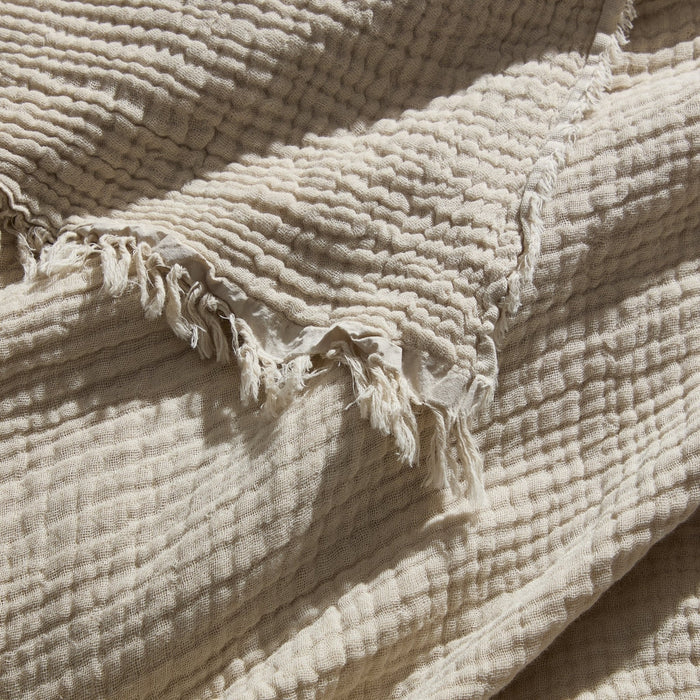 Savannah Four Layer Tufted Muslin Sofa Throw - Oat - DUSK