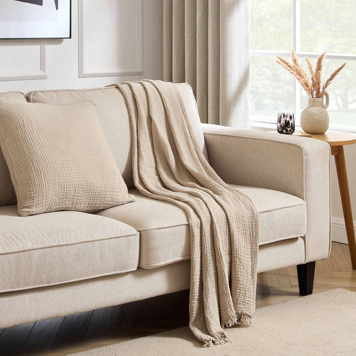 Savannah Four Layer Tufted Muslin Sofa Throw - Oat - DUSK