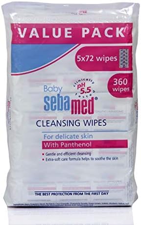 Sebamed Baby Wet Wipes – Sensitive Skin Value Pack 5 x 72 Sheets,  Disposable Baby Wipes