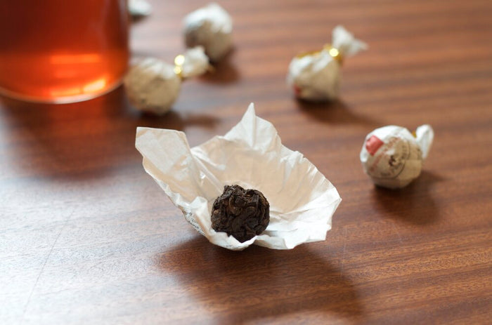 Shu Truffle Pu-erh Tea unwrapped