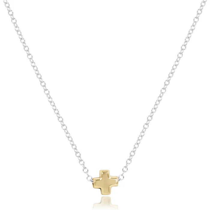 Signature Mixed Metal Cross Small Necklace