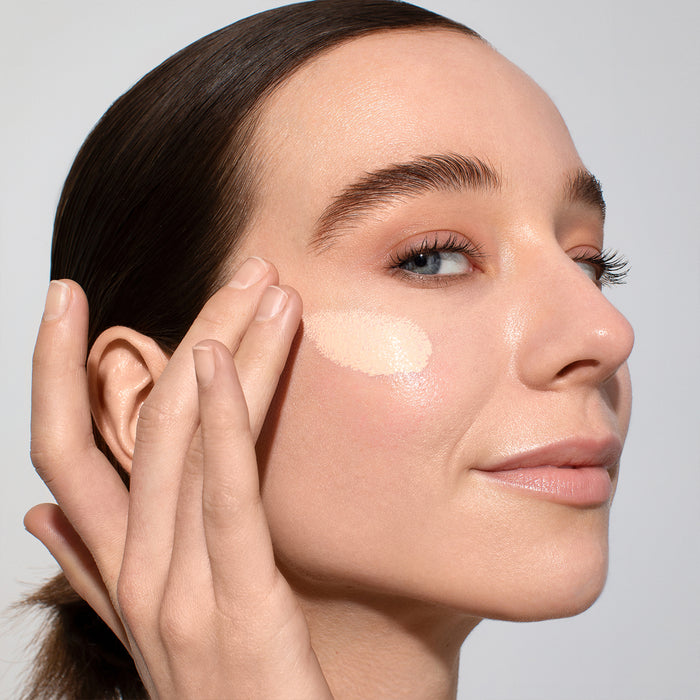Odacite-Spf 50 Flex-Perfecting™ Mineral Drops Tinted Sunscreen-Sun Care-SPF50Tinted_model_01_swatch-The Detox Market | 01 - fair with cool undertones