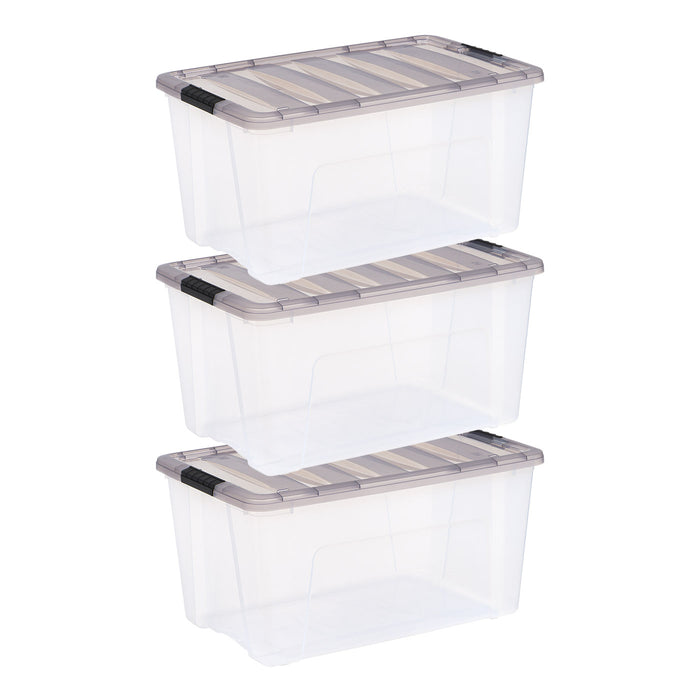 Stack & Pull® Clear storage Box 3 Pack - 18 gal. (72 qt.) - IRIS USA