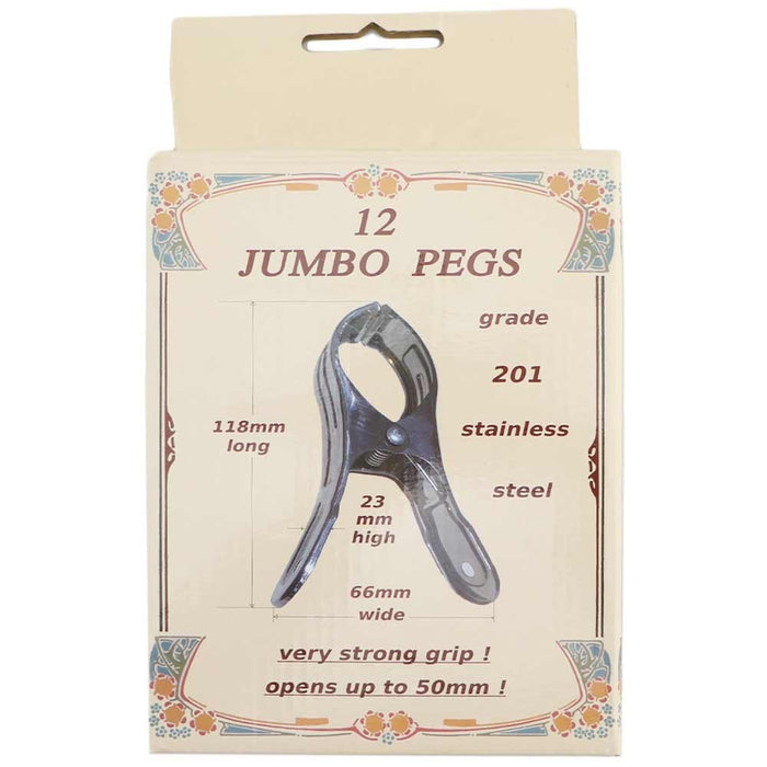 Stainless Steel Jumbo Pegs 201 Grade 12pc (in Cardboard Box)