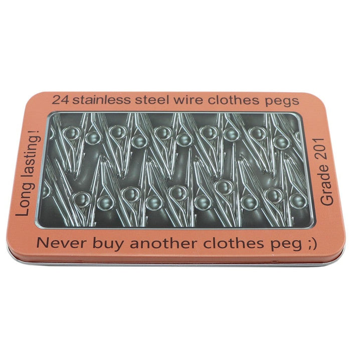 Stainless Steel Wire Pegs in Tin Standard Grade 201 - Pack of 24