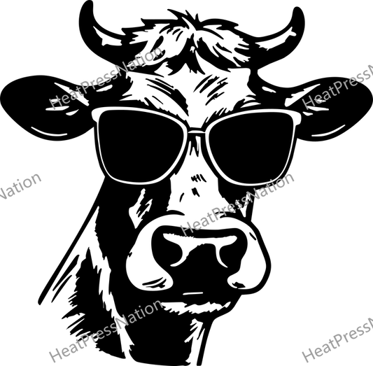 Sunglasses Cow Vector Design - HeatPressNation