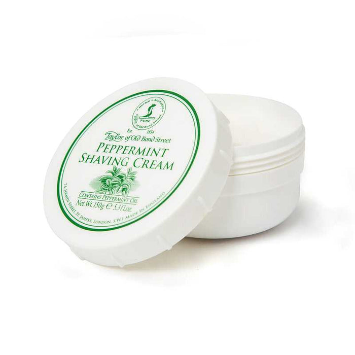 Open Taylor of Old Bond Street Peppermint Shaving Cream jar