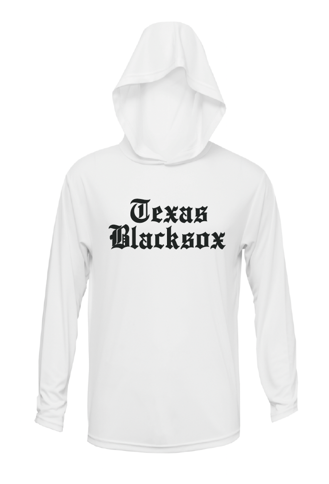 Texas Blacksox Long Sleeve Moisture Management Hooded Tees - Old English Logo