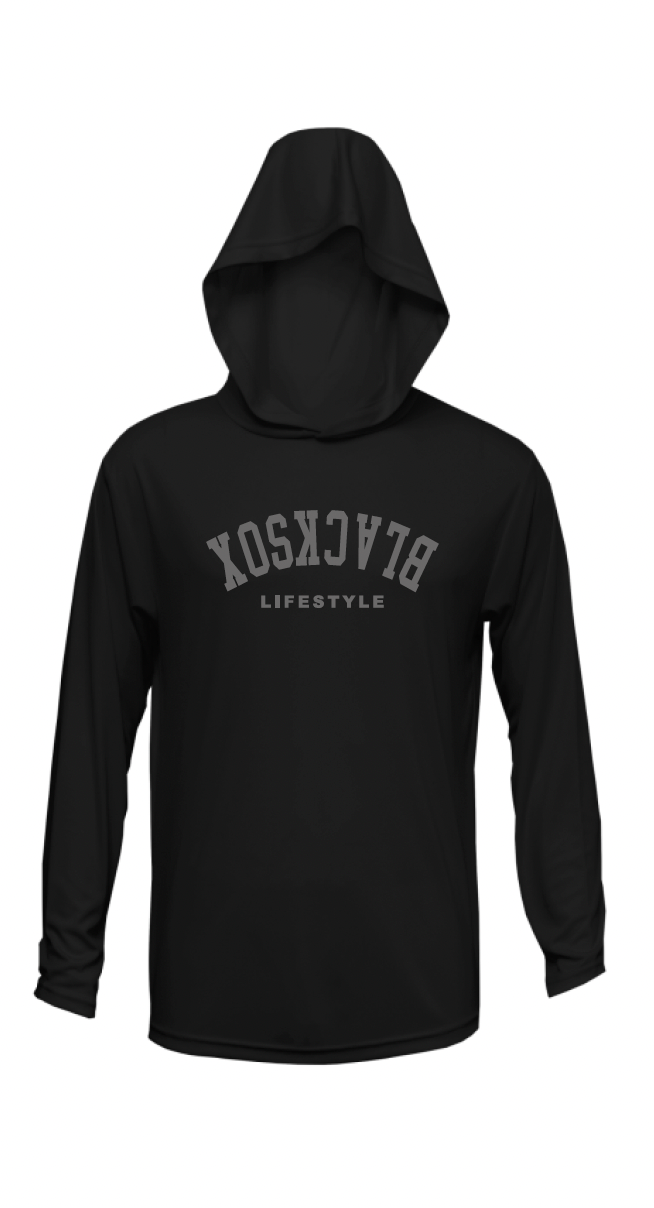 Texas Blacksox Long Sleeve Moisture Management Hooded Tees - Upside Down Logo