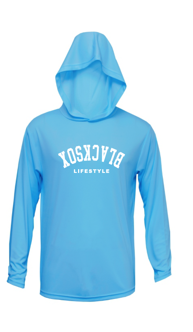 Texas Blacksox Long Sleeve Moisture Management Hooded Tees - Upside Down Logo