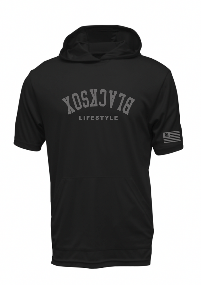 Texas Blacksox Short Sleeve Moisture Management Hooded Tees - Upside Down Logo