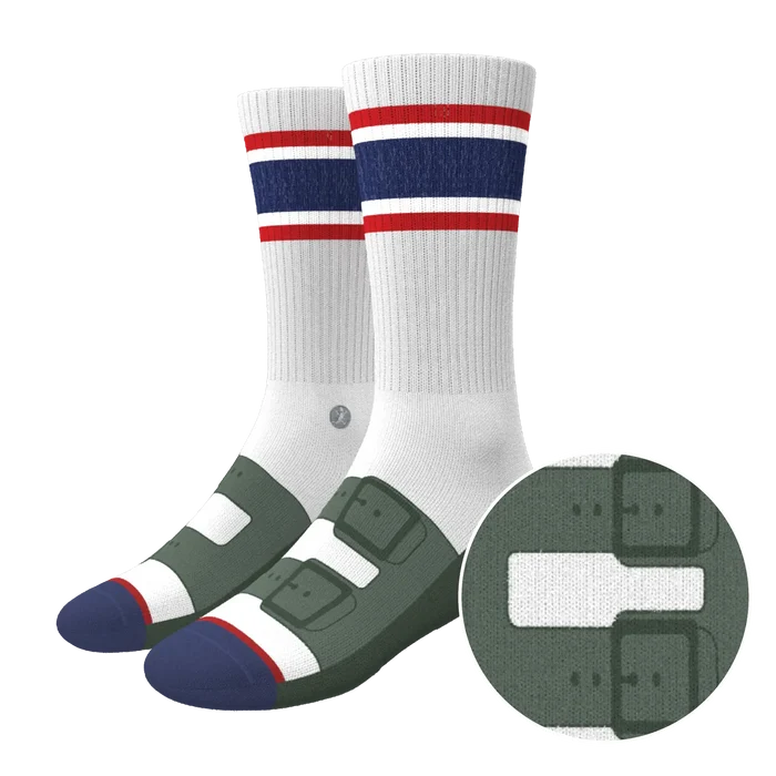 The Granola | Strap Sandal Heel Hammock Crew Socks