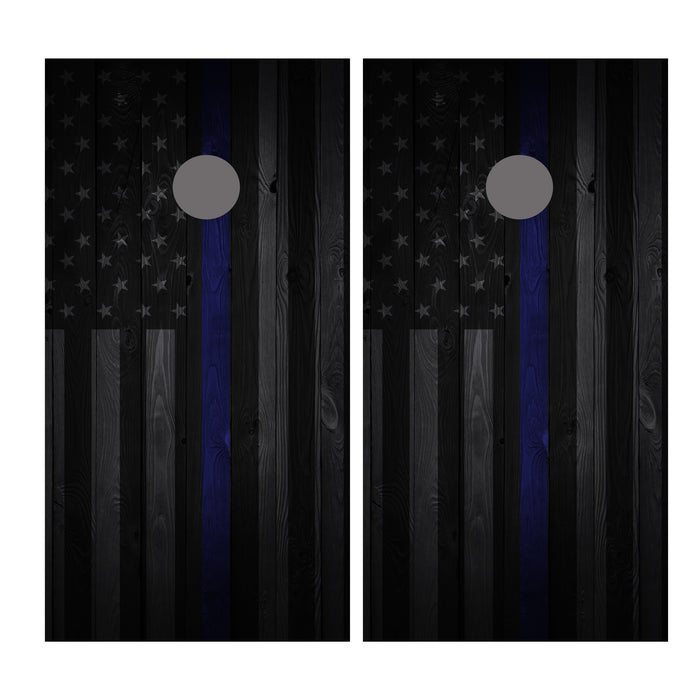 Thin Blue Line Flag Cornhole Board Wrap Vinyl
