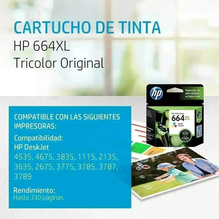 Tinta HP 664XL / 664 XL Color - F6V30AL | DesKjet 2675/3775 | 330 páginas - Panamá