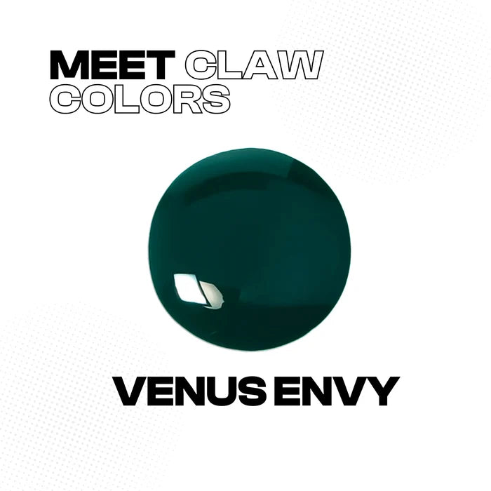 Manic Panic Claw Colors Venus Envy nail polish swatch in glossy hunter green finish.