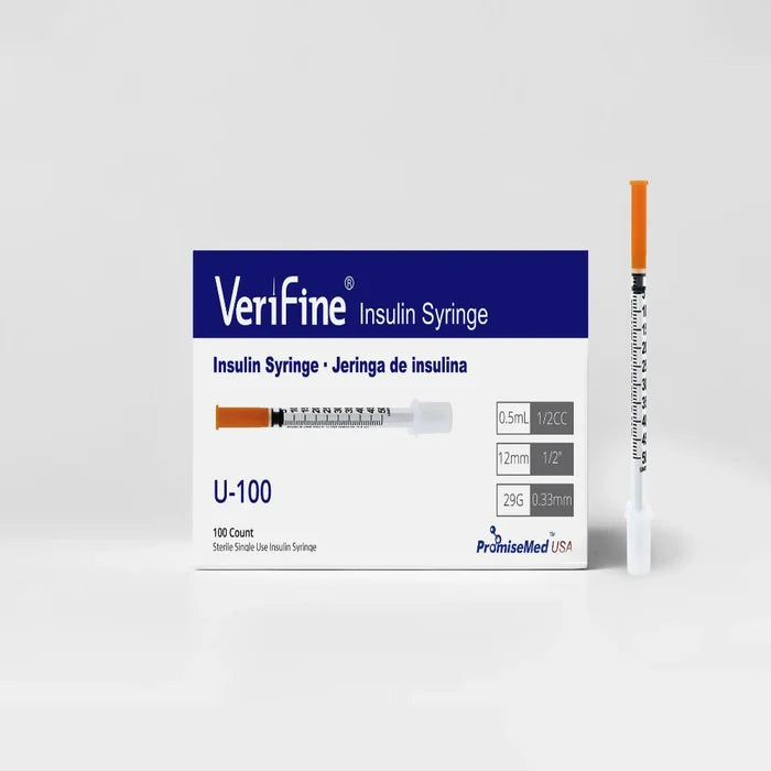 Verifine Insulin Syringe 0.5 mL – 29G x 1/2", Medical Syringes