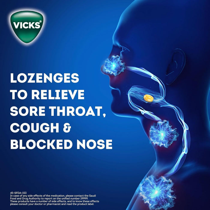 Vicks VapoDrops Orange Menthol Lozenges Soothes & Relieves Sore Throat, 16 Pieces - Makkah Pharmacy